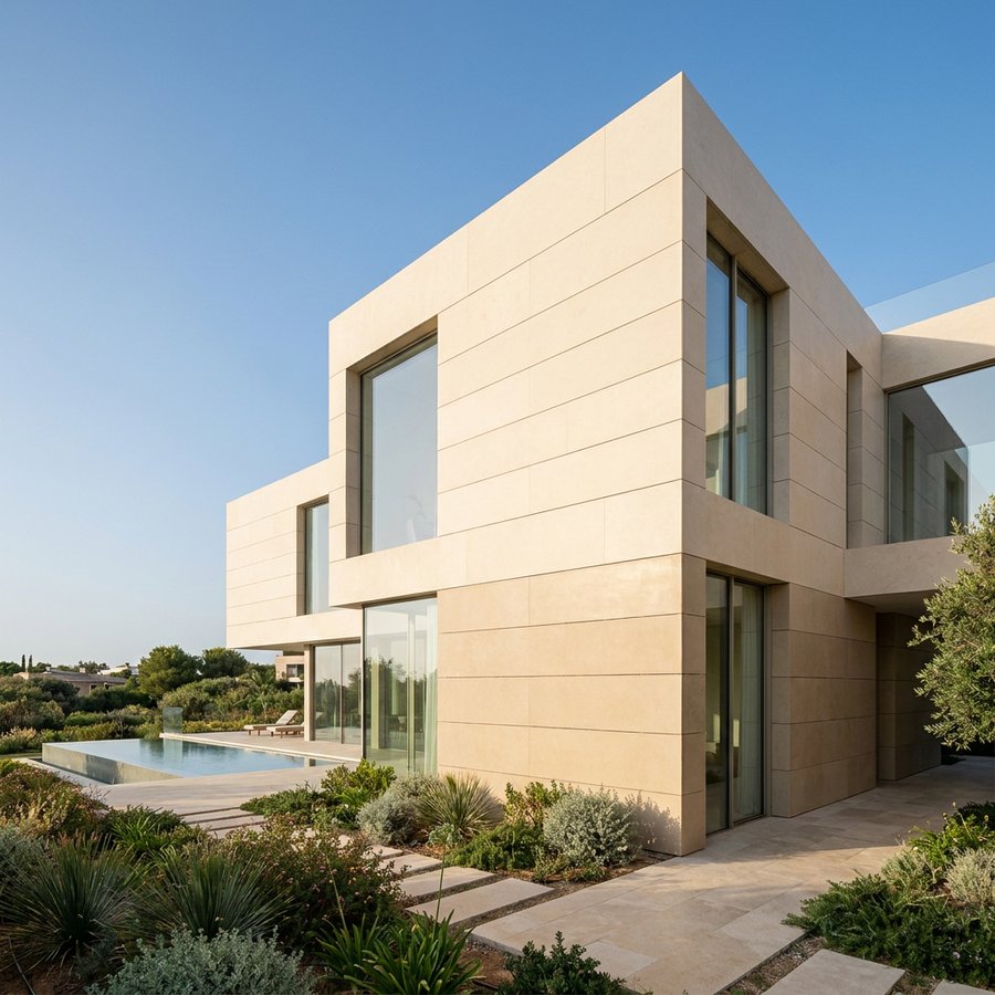 CLADECO® panel cladding installed on a villa facade